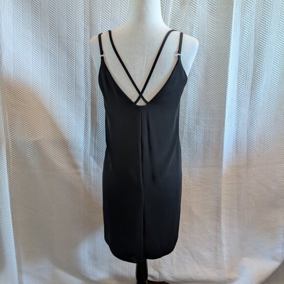Topshop Black Criss-Cross Back Mini Slip Dress Size 2 Strappy NWT Cocktail - Picture 4 of 11